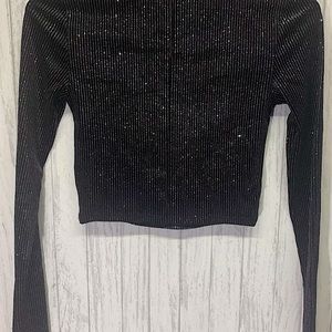 NWT SZ S Forever 21 Long Sleeve Sparkle Mock Neck